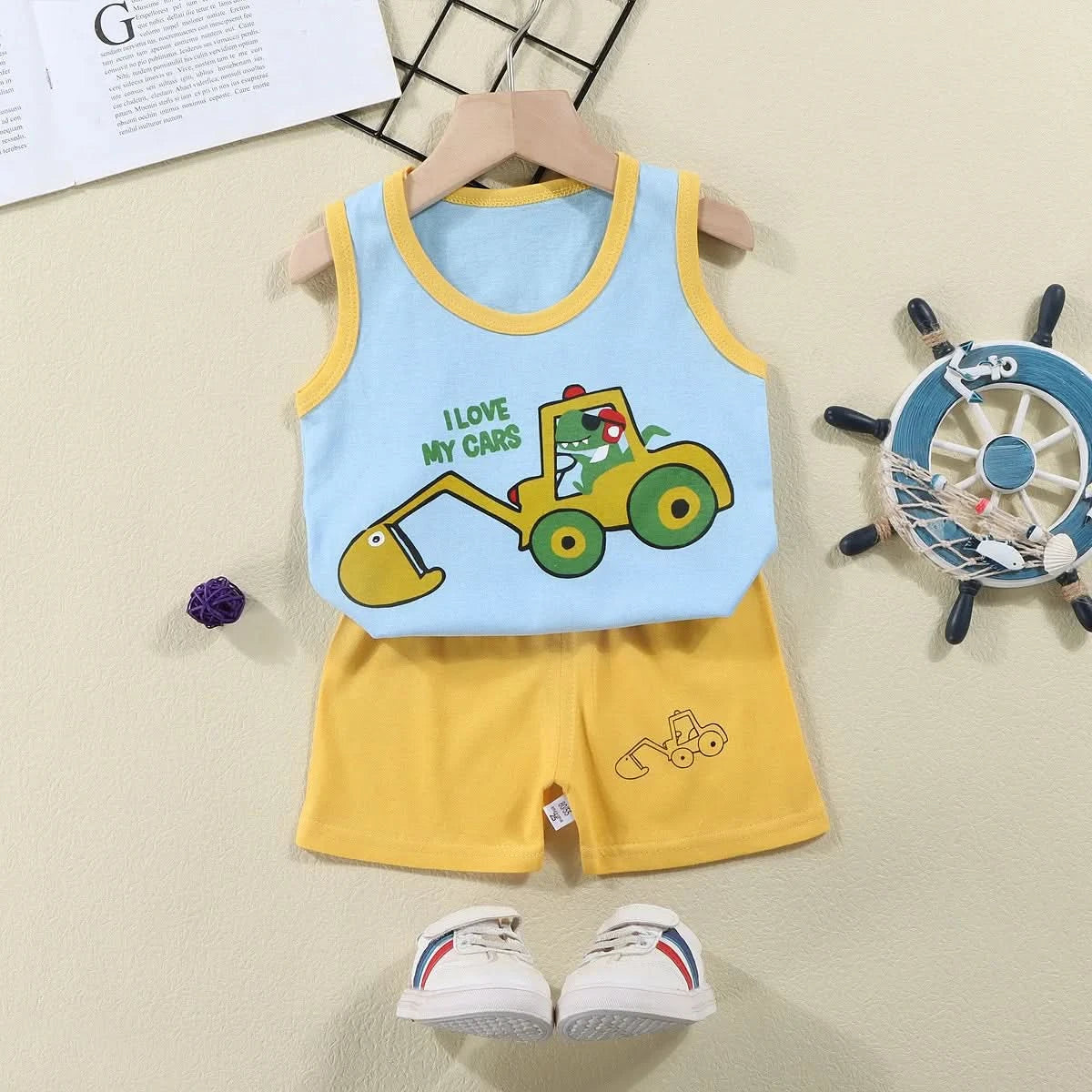 Children Sets Kids Vest Suit 2PCS Set Summer Cotton T-Shirt Girl Shorts Clothes Children Boys Girls Sleeveless Suit Wear Cloth - M & M Global