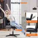 JHK PU Leather Cross Legged Office Chair Armless Desk Chair with Dual-Purpose Base Adjustable Swivel Fabric Task Vanity Home