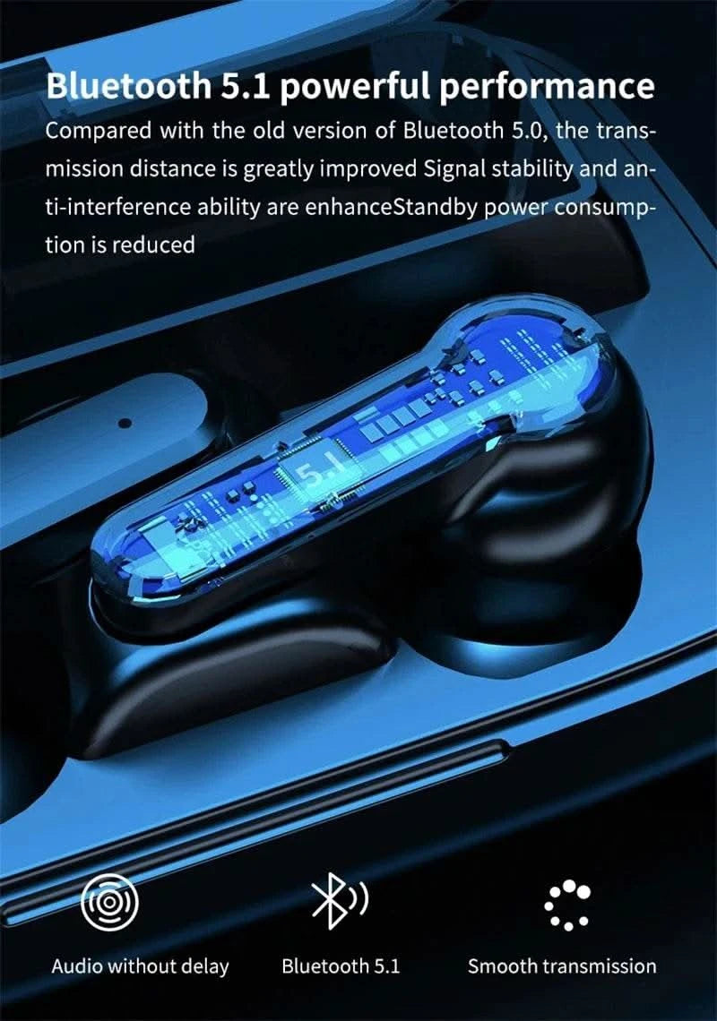 #M19 Bluetooth Headset Wireless Tws Gaming Support Noise-cancelling Touch In-ear Mini Emergency Power Bank Headset - M & M Global