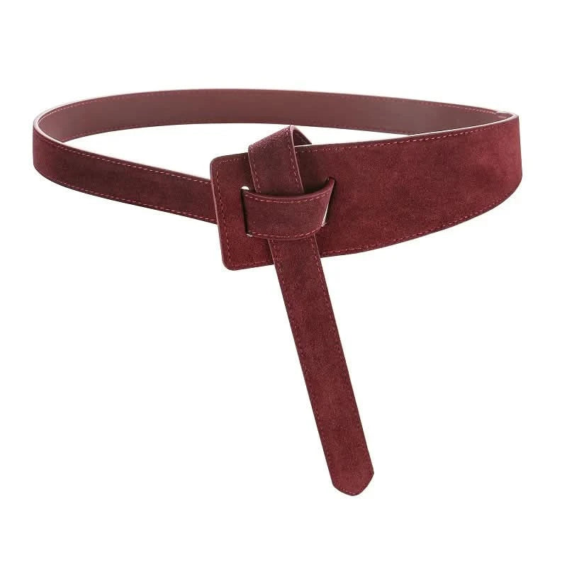 Knotted Belts for Women Belt Lady Waistband Soft Genuine Leather Suede Cowhide Waist Belt Straps Long Dress Coat Accessories - M & M Global