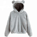 Autumn Winter Women's Hoodies Winter Women Long Sleeve Rabbit Ear Hood Sweatshirt Cute Plush Warm Casual Hoodie Tops