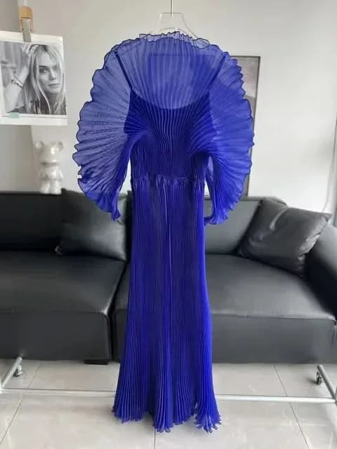 YUDX Pleated 2024 Fall New Handmade Pleated Women's Dresses Loose Plus Size Women's High Smocked Dress Long Dress - M & M Global