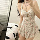 Women Hanging Neck Sweet Cute Swimwear Sexy One-piec Beach Wear Swim Suit Beach Dress Swimsuit High Waist Bathing Suit For Girls - M & M Global