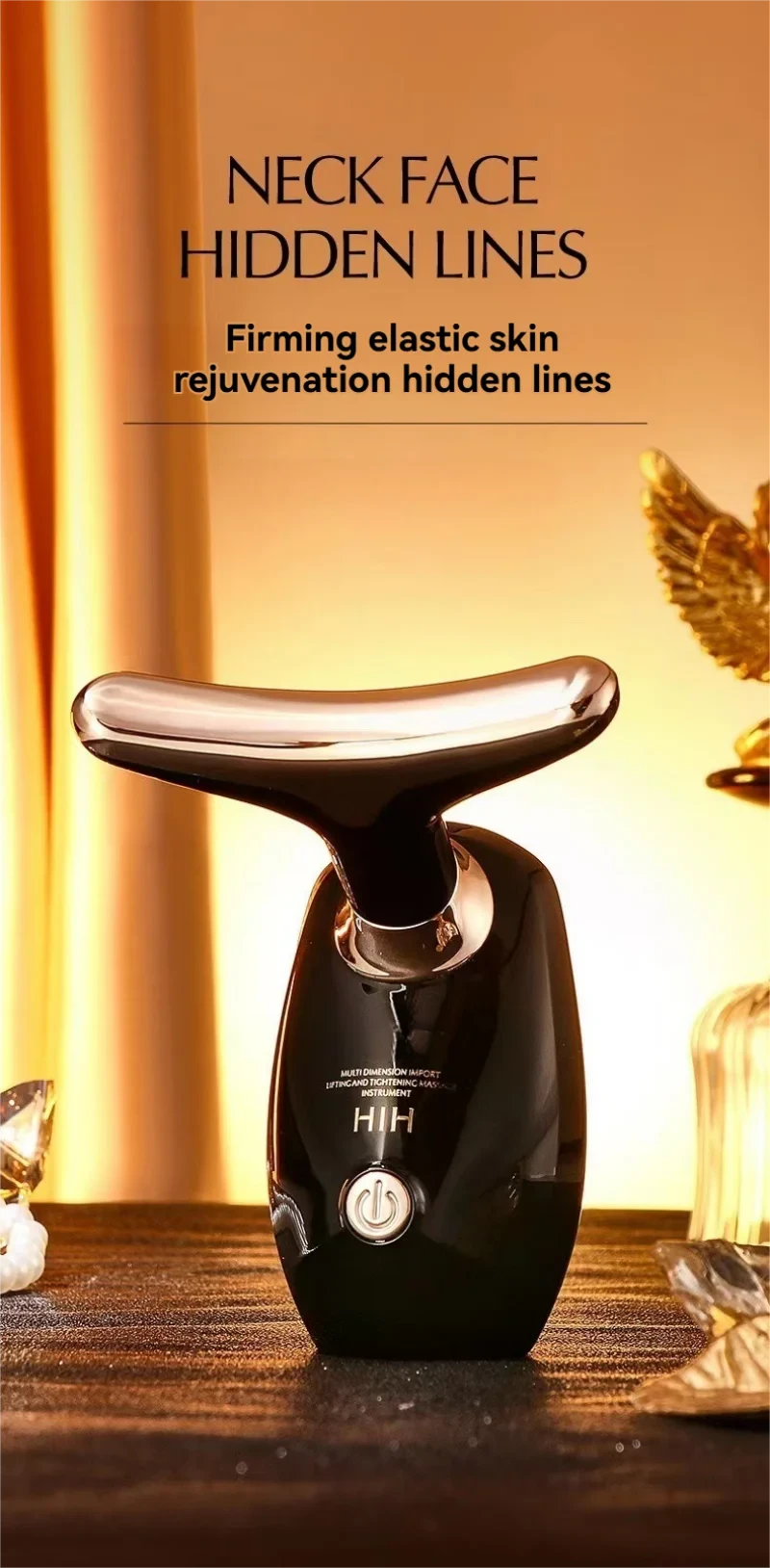 Gold Electric Facial Beauty Instrument Lifting And Firming Facial Eye Massager Household Vibration Ultrasonic Massager - M & M Global
