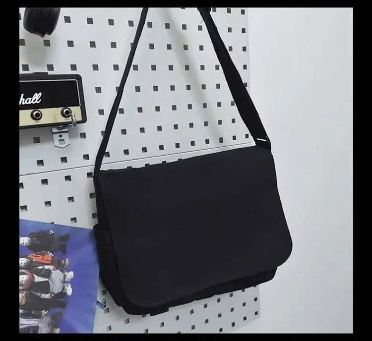 Collage Student School Bags Women&Men Unisex Crossbody Bags Multipockets Messenger Bag Simple Nylon Shoulder Bag - M & M Global