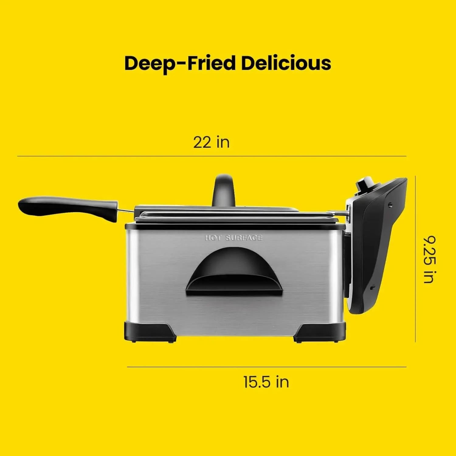 4.5 Liter Deep Fryer w/Basket Strainer, XL Jumbo Size, Adjustable Temperature & Timer, Perfect for Fried Chicken, Shrimp, French - M & M Global