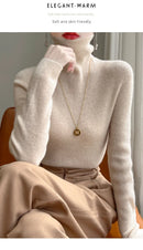 Autumn And Winter Knitted Pullover High-Neck Sweater, High-Elasticity, Fashionable And Comfortable Long-Sleeved Women's TopRY128