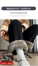 Extra Thick Lamb Velvet Fleece Lined Wide Leg Pants Fashionable Casual Trousers Loose Fit Woolen Pants for Women