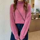 2025 Winter Imitate Mink Wool Hot Fleecing Female Turtleneck Elastic Casual Sweater Women Knitted Tops Pullovers Soft  Warm