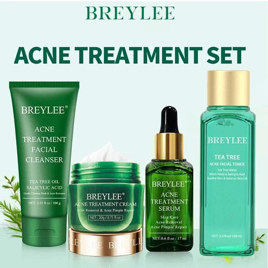BREYLEE Acne Treatment Set 4pcs Facial Cleanser Toner Serum Cream Skin care - M & M Global
