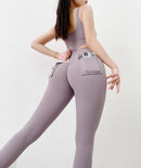 Women's Gym Leggings Pocket Yoga Pants Sexy Naked Feeling  Fitness Sports Pants Stretch Soft High Waist Running Push Up Leggings