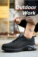 Fashionable breathable soft sole air cushion anti-smash and anti-puncture work shoes