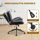 JHK PU Leather Cross Legged Office Chair with Wheels Armless Desk Chair Height Adjustable Swivel Wide Seating for Home Bedroom