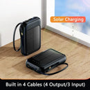 Solar Power Bank Built 4 Cables Portable Charger External Spare Battery Mini Powerbank with LED Light for IPhone Xiaomi Huawei - M & M Global