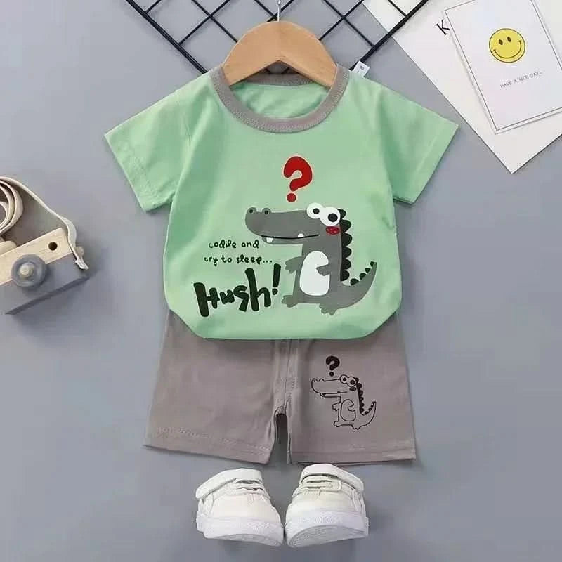 2PCS Children's Sets mother Kids Clothes Boys Girl T-shirt Shorts Summer Cotton Short sleeve Baby Children Clothing Toddler Suit - M & M Global