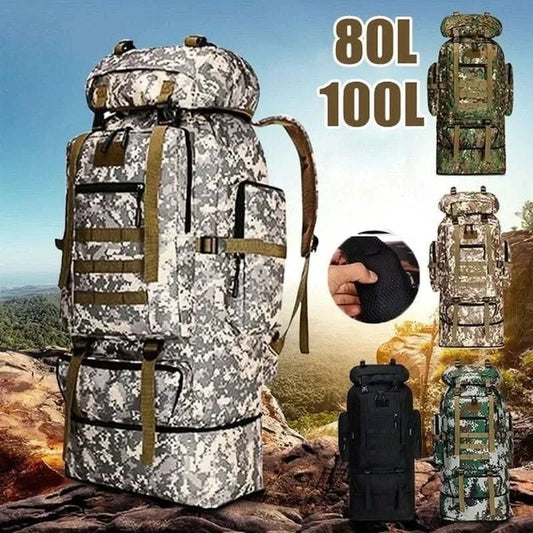 80L/100L Mountaineering Bag Climb Bag Tactical Backpacks Large Backpack Outdoors Hiking Camping Travel Bags - M & M Global