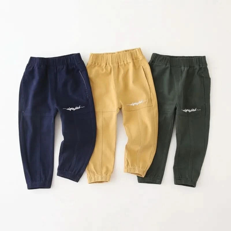 Wholesale New Children Boy Trousers Embroiedry Pockets Spliced Kids Boys Pants Casual Cotton Infant Babys Boys Bottoms 2-8Y Pant - M & M Global