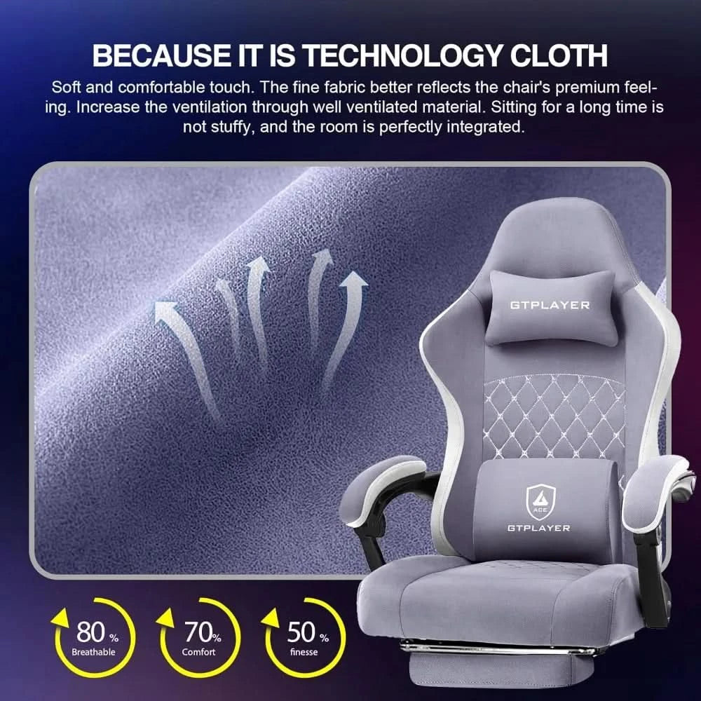 Gaming Chair, Computer Office Chair with Pocket Spring Cushion, Linkage Armrests and Footrest, High Back Ergonomic Computer Cha