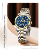 OLEVS Women's Watches 2858L Trend Fashion Original Quartz Watch for Lady Waterproof Luminous Date Stainless Steel Chronograph