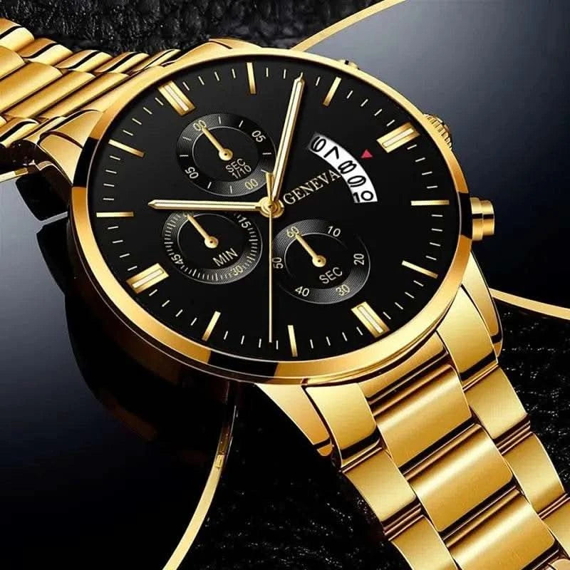 2023 Fashion Men Gold Stainless Steel Watch Luxury Calendar Quartz Wrist Watch Mens Business Watches for Man Clock Reloj Hombre - M & M Global