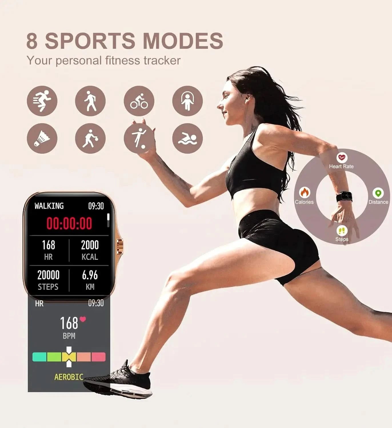 Smart Watch for Women(Call Receive/Dial), Fitness Tracker Smartwatch for Android iOS Phones Heart Rate Sleep Monitor Pedometer