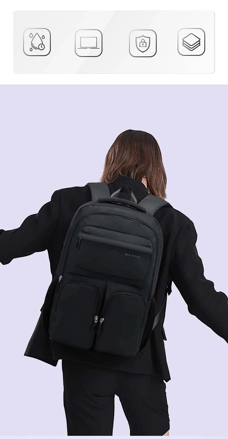 BANGE Large Capacity Men Backpacks for 15.6 Laptop Business Travel Women Backpack Waterproof School Bags with Mesh Side Pockets - M & M Global