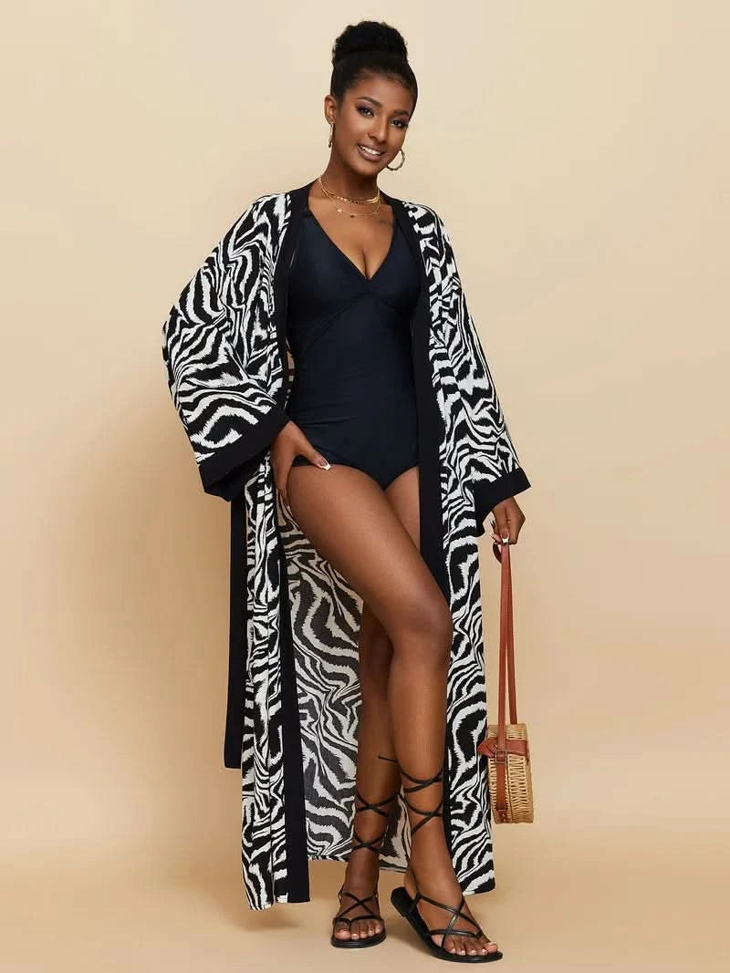 Para Praia Kimono Beach Robe 9 Colors Bikini Cover Ups Beachwear Femme Long Dress Sarong Women Loose Cardigan Swimsuit Covers - M & M Global