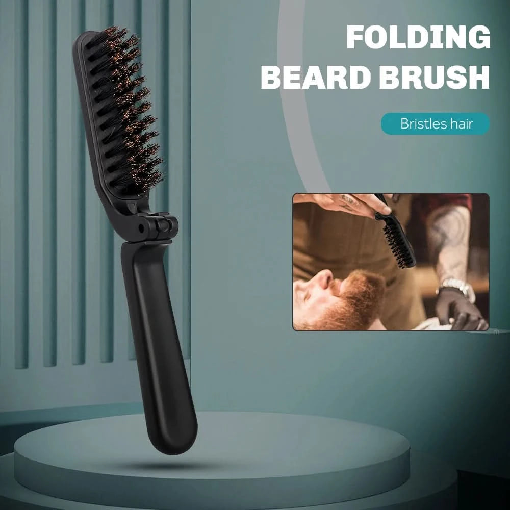 Natural Boar Bristle Beard Brush Men Facial Hair Cleaning Brush Professional Hairbrush Shaving Tools Beard Mustache Brushes - M & M Global