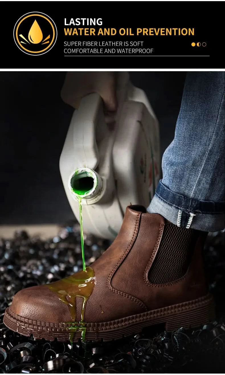 Industrial-Grade Steel Toe Boots Metatarsal Guard Triple Protection Men Work Boots Waterproof Construction Work Shoes Anti-smash