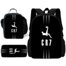 pcs set Football CR7 Star Child School Backpack with Lunch Bags Pencil Bags School Bags for R-Ronaldos Boys Girls Best Gift - M & M Global