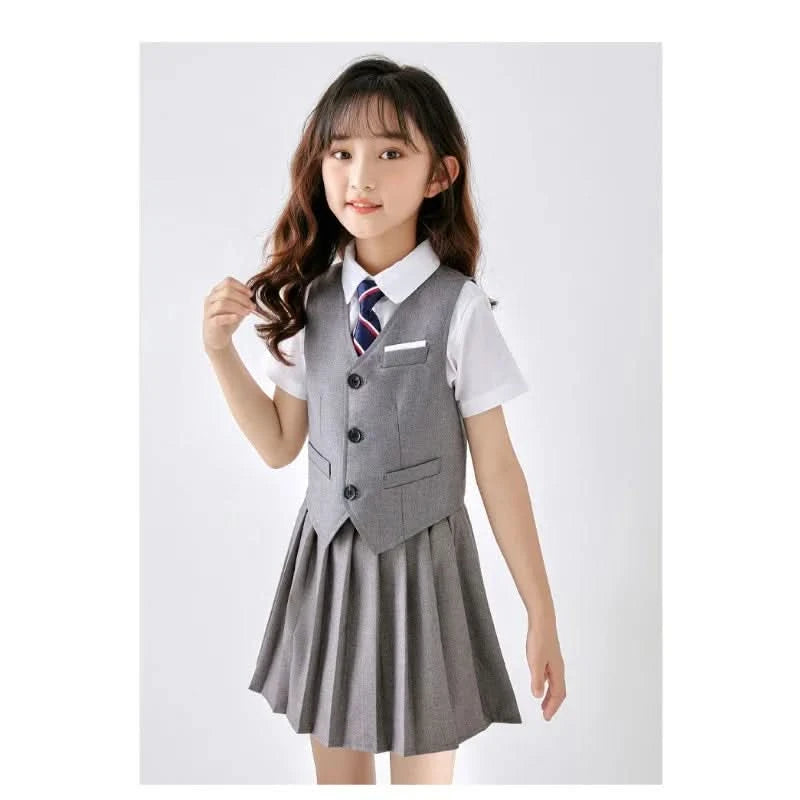 6PCS Summer Kids Weddding Suit Outfit Set Formal Elegant Suit for Kid Boy Kids Shirt Vest Shorts Socks Tie Sticker Clothing Suit - M & M Global