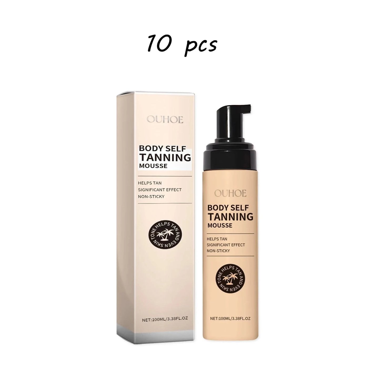 Ouhoe Sunless Tanning Mousse Natural Bronzer Summer Beach Outdoors Moisturizing Flawless Face Body Tanning Mousse - M & M Global