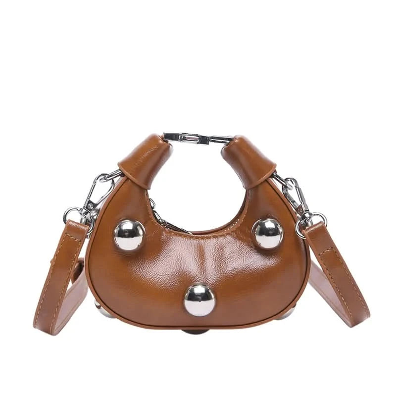 Retro Versatile Ladies Mini Handbag Women Big Rivet Personality Luxury Designer Crossbody Bags for Women Streetwear Shoulder Bag - M & M Global