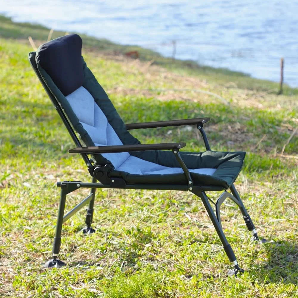 Camping Lounge Chair Portable Folding Reclining with Adjustable Backrest 330lbs Capacity for Indoor Outdoor Beach Hiking