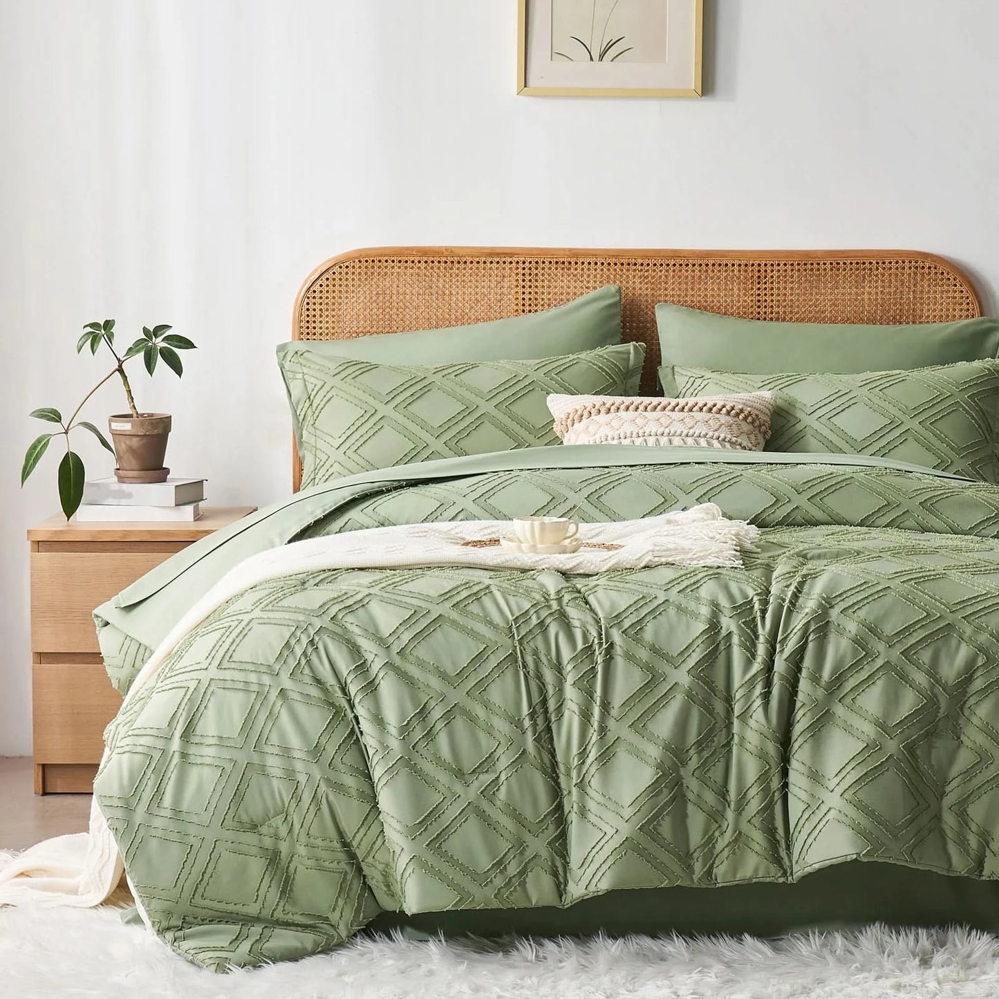 Comforter Set - 7 PCS Diamond Tufted Bedding Comforter Set, Fluffy Soft Bed Set ,Bedding Sets, room decor, all seasons, gift