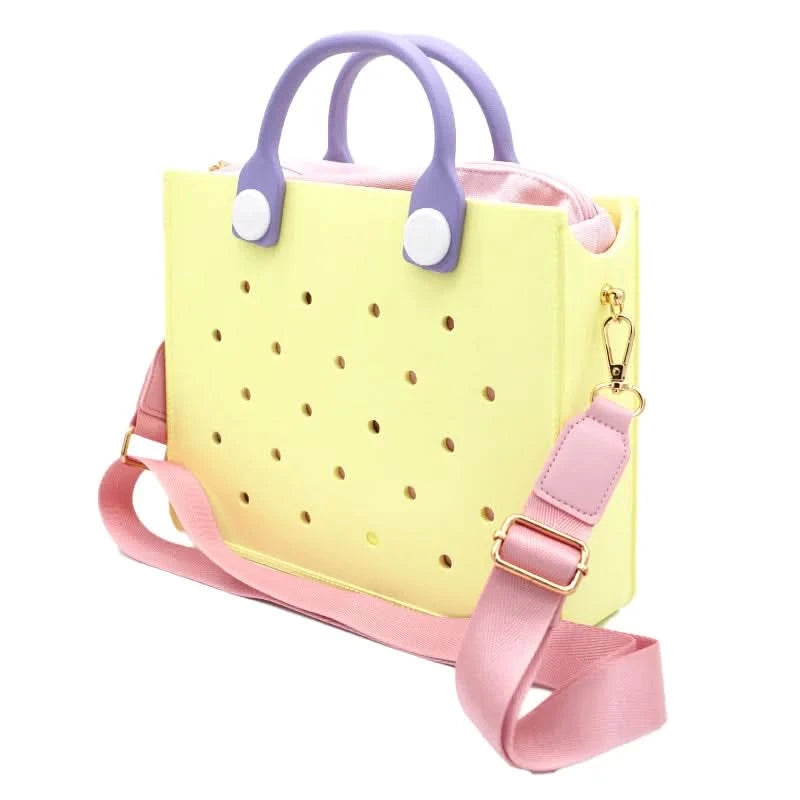 The orange guy Purple Women Fashion New EVA Punched Handbag Casual Waterproof Travel Tote Bag Fit Charms Outdoor Beach Bags - M & M Global