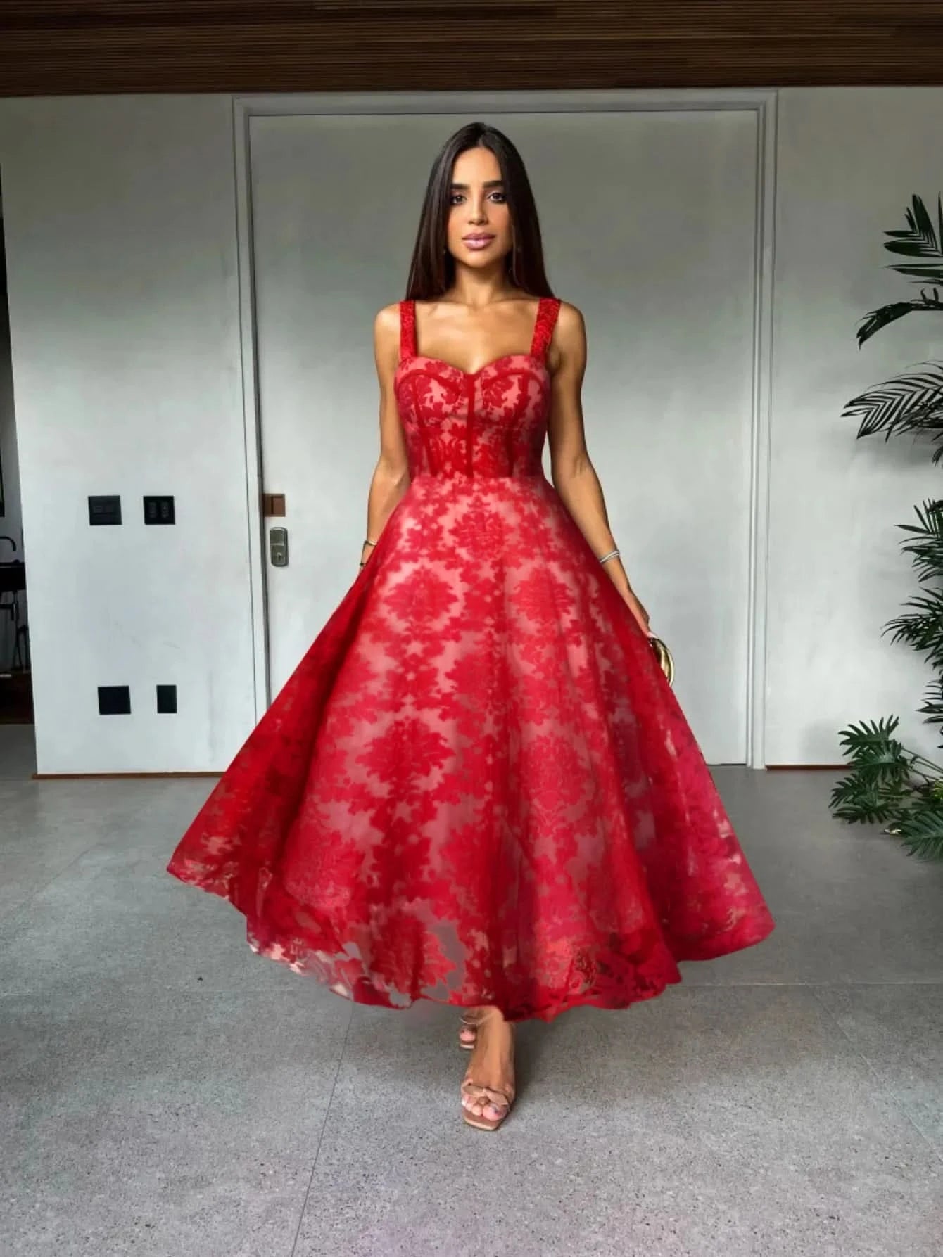 Sexy Lace Jacquard See Through Women Dress Sleeveless Tie Up Backless lace Long Dress Summer Party Ladies Bandage Party Dress - M & M Global