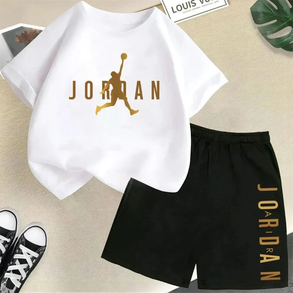 Hot Sales Summer Slam Dunk Master Pattern Print Children Short Sleeve T-shirt+Shorts 2pcs Set Kids Boy Girl Fashion Sportsuit - M & M Global