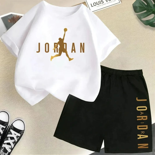 Hot Sales Summer Slam Dunk Master Pattern Print Children Short Sleeve T-shirt+Shorts 2pcs Set Kids Boy Girl Fashion Sportsuit - M & M Global