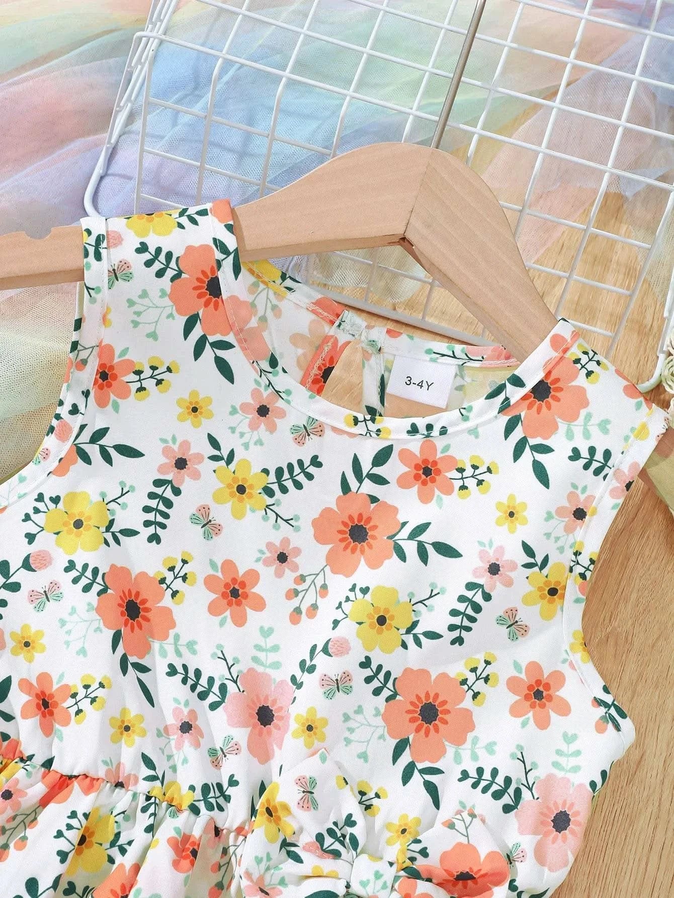 2PCS Children Girls Little Fresh Clothing Set Floral Sleeveless Top + Shorts Sweet Lovely Fashion Costume for Kid Girl 4-7 Years - M & M Global