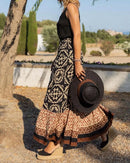 boho print maxi skirt women fashion high waist 3D printting long dress casual loose summer high waist skirts for women 2024 - M & M Global