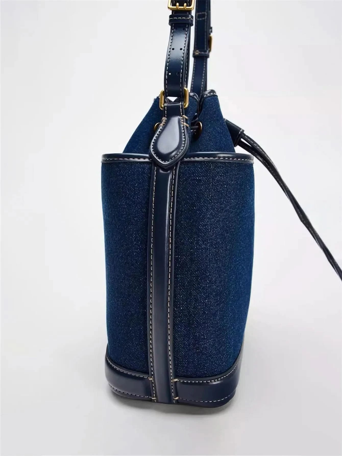 2024 Autumn/Winter new denim hand bill shoulder bag Fashion canvas bucket bag - M & M Global