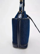 2024 Autumn/Winter new denim hand bill shoulder bag Fashion canvas bucket bag - M & M Global