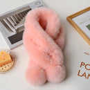 1pc Plush Cross Scarf Faux Rabbit Fur Thickened Plush Ball Thermal Scarf Thick Winter Women Neck Warmer Collar Neckerchief