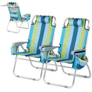 VINGLI Tall Beach Chair 2 Pack, with 5-Position, Cooler Bag, Cup Holders, Towel Bar, Lightweight Folding Beach Camping Chairs