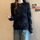Solid Color Pullover Sweater Women's Autumn and Winter Fashion Long-sleeved Bottoming  Top