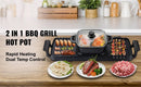 SucceBuy 2in1 Electric BBQ Pan Grill Hot Pot Multifunction Home Portable Smokeless Nonstick Detachable Hot Pot Barbecue Plate
