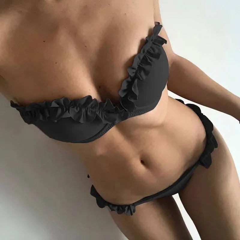 2025 New Summer Swimwear Bikini Set Sexy Leopard Strapless Bikini 2 Piece Set Women Split Swimsuit High Waist Beach Style Bikini - M & M Global