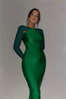Mozision Hollow Out Sparkle Long Sleeve Maxi Dress For Women Glitter Vestidos Robe New Bodycon Shiny Night Club Party Long Dress - M & M Global