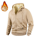 Men's Lambswool Zipper Hoodies Jackets Winter Outdoor Fleece Lining Warm Windproof Hooded Sweatshirts Men Casual Jackets Coats